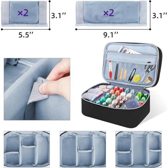 Sewing Supplies Organizer Bag, Double-Layer Sewing Box Organizer Storage Bag - Picture 4 of 7